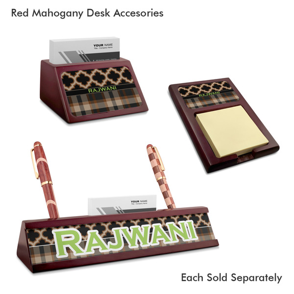 Moroccan & Plaid Mahogany Desk Accessories
