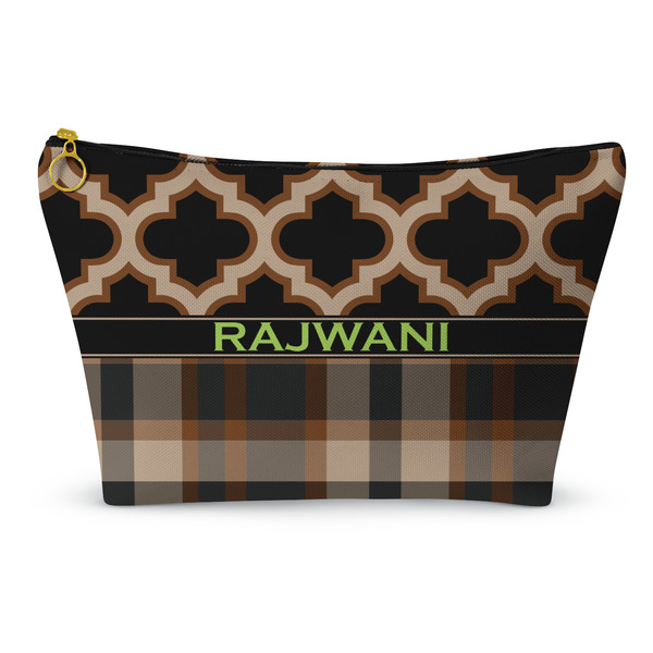 Custom Moroccan & Plaid Makeup Bag - Small - 8.5"x4.5" (Personalized)