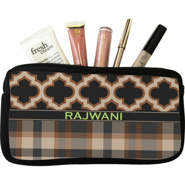 Custom Moroccan & Plaid Makeup / Cosmetic Bag - Small (Personalized)