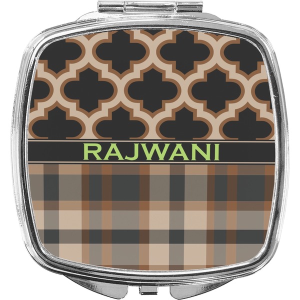 Custom Moroccan & Plaid Compact Makeup Mirror (Personalized)