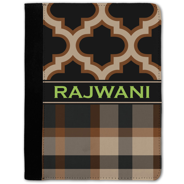 Custom Moroccan & Plaid Notebook Padfolio - Medium w/ Name or Text