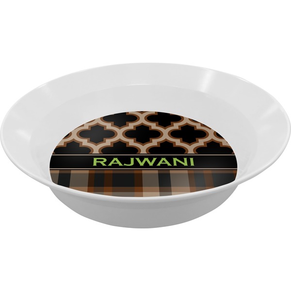 Custom Moroccan & Plaid Melamine Bowl - 12 oz (Personalized)