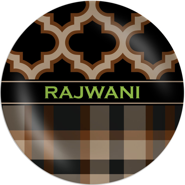 Custom Moroccan & Plaid Melamine Salad Plate - 8" (Personalized)