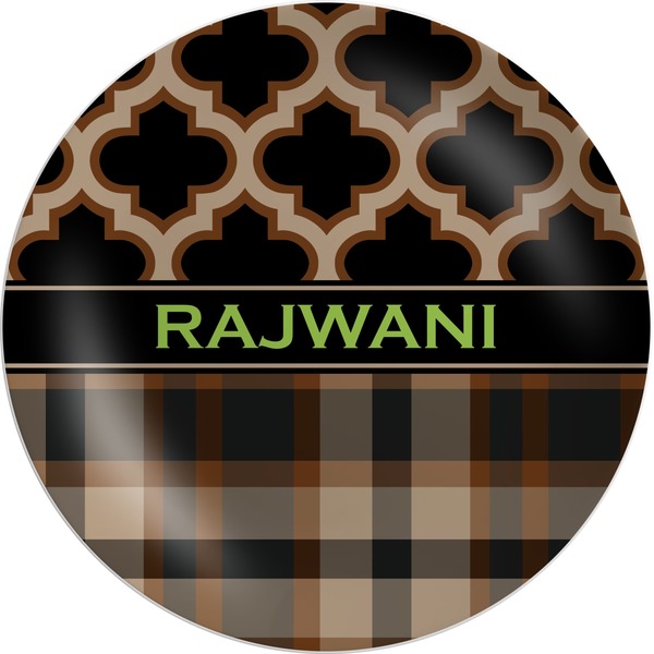 Custom Moroccan & Plaid Melamine Plate (Personalized)