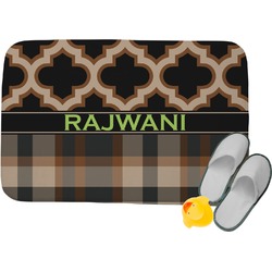Moroccan & Plaid Memory Foam Bath Mat - 24"x17" (Personalized)