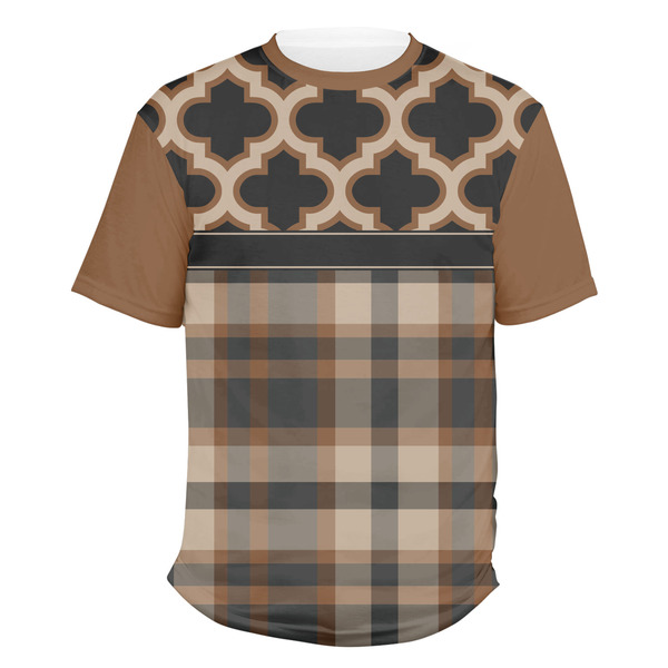 Custom Moroccan & Plaid Men's Crew T-Shirt - Medium