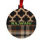 Moroccan & Plaid Metal Ball Ornament - Front