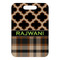 Moroccan & Plaid Metal Luggage Tag - Front Without Strap