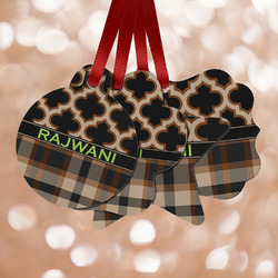 Moroccan & Plaid Metal Ornaments - Double Sided w/ Name or Text