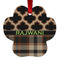 Moroccan & Plaid Metal Paw Ornament - Front