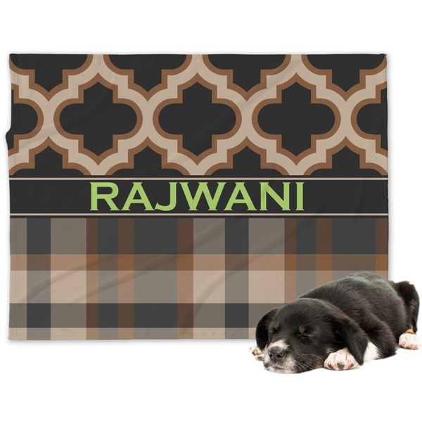 Custom Moroccan & Plaid Dog Blanket (Personalized)