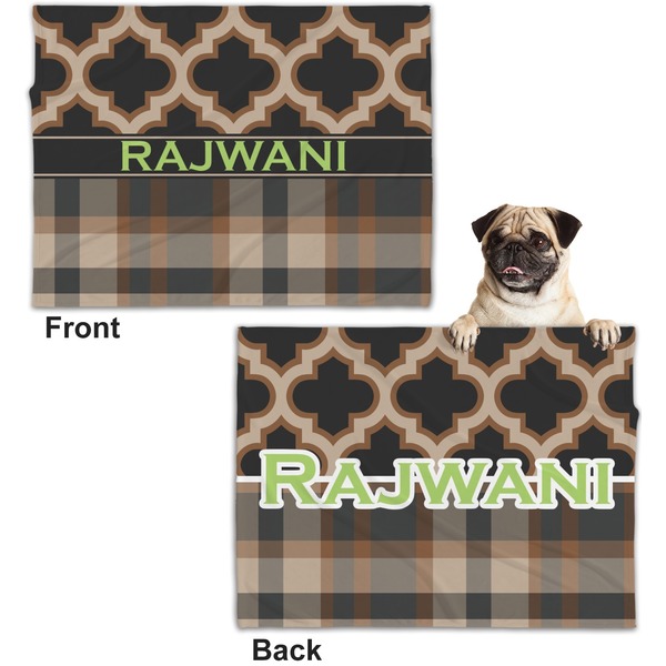 Moroccan & Plaid Microfleece Dog Blanket - Regular - Front & Back
