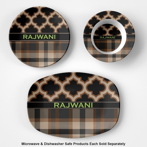 Moroccan & Plaid Microwave & Dishwasher Safe CP Plastic Dishware - Group