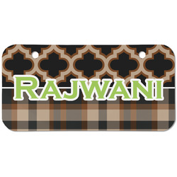 Moroccan & Plaid Mini/Bicycle License Plate (2 Holes) (Personalized)