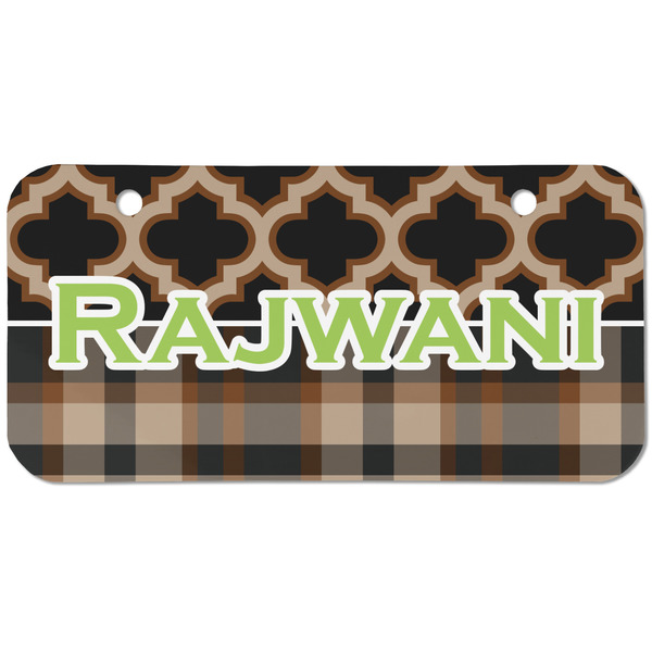 Custom Moroccan & Plaid Mini/Bicycle License Plate (2 Holes) (Personalized)
