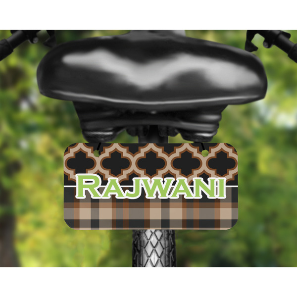 Moroccan & Plaid Mini License Plate on Bicycle - LIFESTYLE Two holes