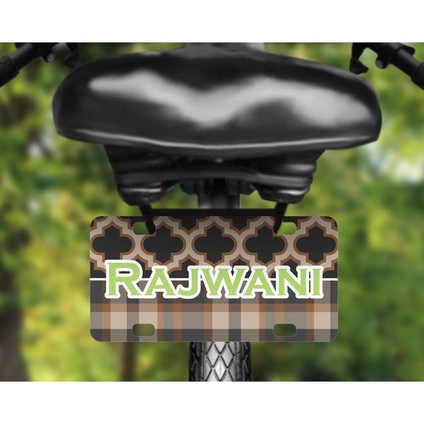 Moroccan & Plaid Mini License Plate on Bicycle