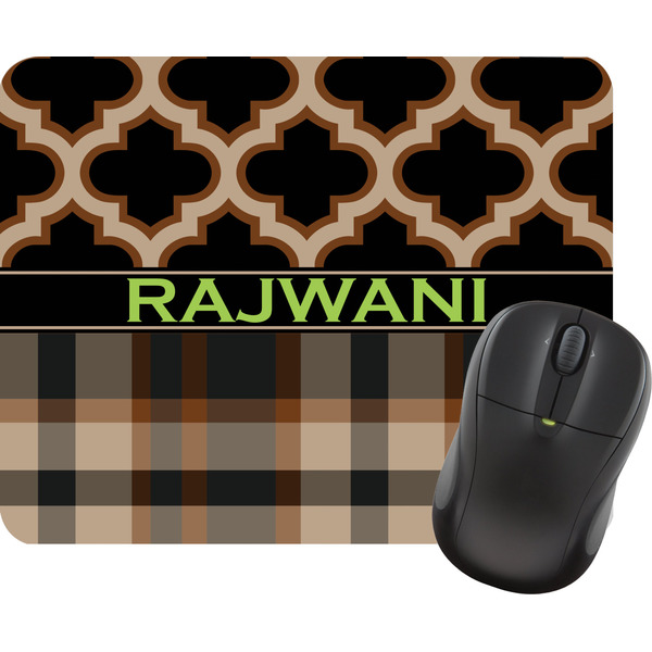Custom Moroccan & Plaid Rectangular Mouse Pad (Personalized)