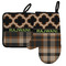 Moroccan & Plaid Left Oven Mitt & Pot Holder Set w/ Name or Text