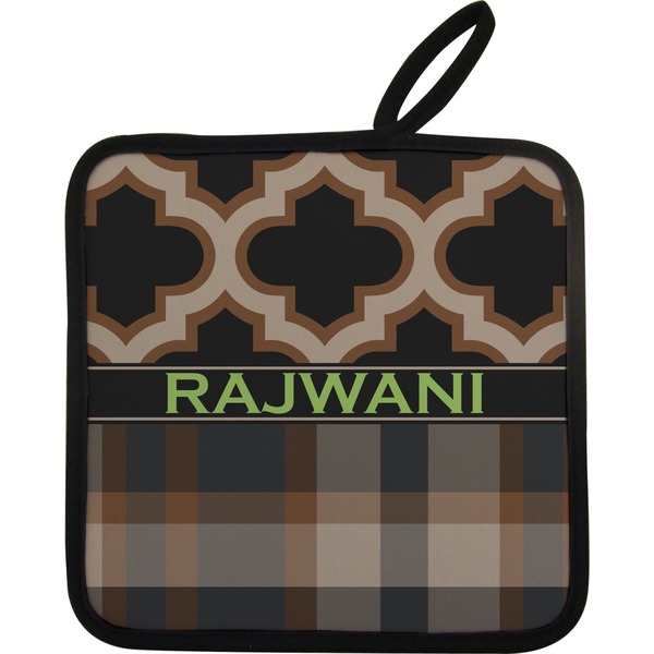 Custom Moroccan & Plaid Pot Holder w/ Name or Text