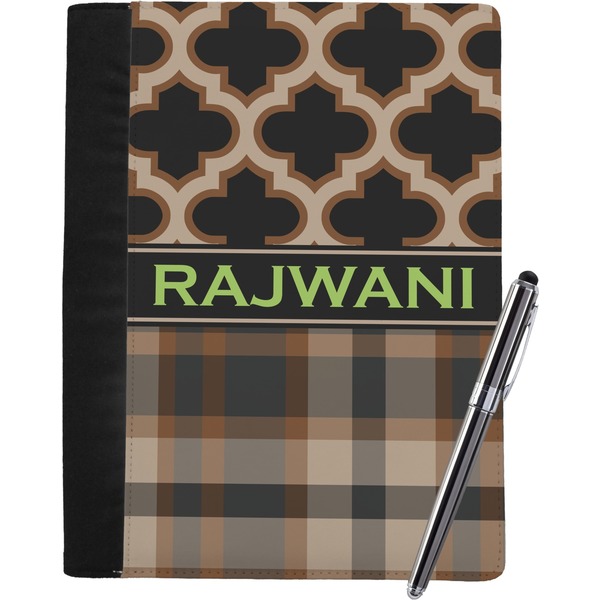 Custom Moroccan & Plaid Notebook Padfolio - Large w/ Name or Text