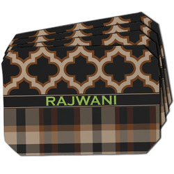 Moroccan & Plaid Dining Table Mat - Octagon w/ Name or Text