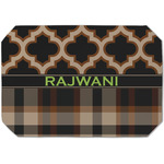 Moroccan & Plaid Dining Table Mat - Octagon (Single-Sided) w/ Name or Text