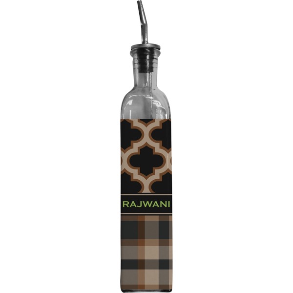 Custom Moroccan & Plaid Oil Dispenser Bottle (Personalized)
