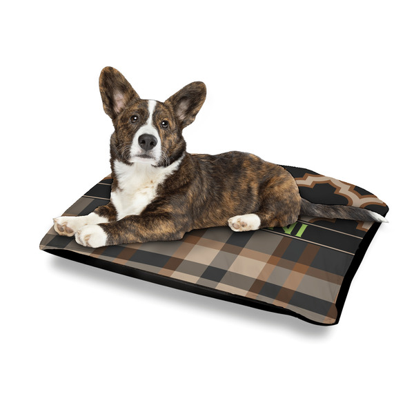 Moroccan & Plaid Outdoor Dog Beds - Medium - IN CONTEXT
