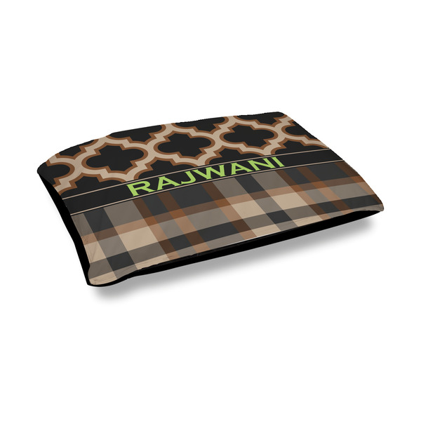 Custom Moroccan & Plaid Outdoor Dog Bed - Medium (Personalized)