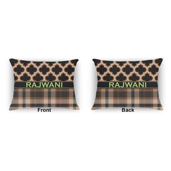 Moroccan & Plaid  Outdoor Rectangular Throw Pillow (Front and Back)
