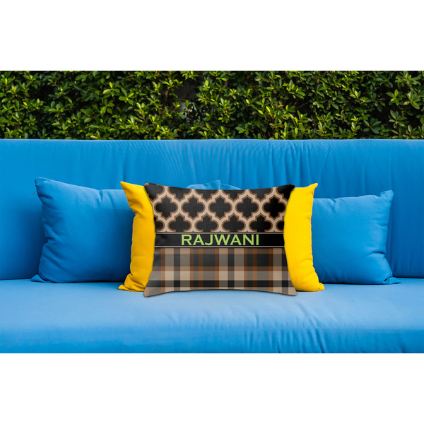 Moroccan & Plaid Outdoor Throw Pillow  - LIFESTYLE (Rectangular - 20x14)