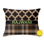 Moroccan & Plaid Outdoor Throw Pillow (Rectangular) (Personalized)