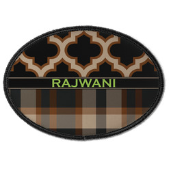 Moroccan & Plaid Iron On Oval Patch w/ Name or Text