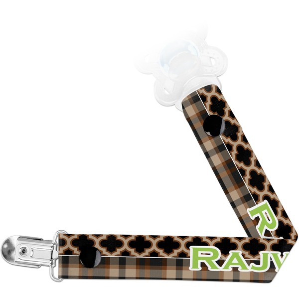 Custom Moroccan & Plaid Pacifier Clip (Personalized)