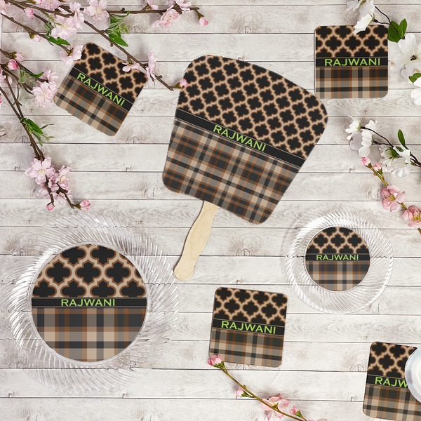 Moroccan & Plaid Party Supplies Combination Image - All items - Plates, Coasters, Fans