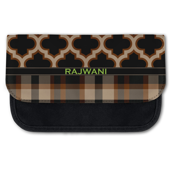 Custom Moroccan & Plaid Canvas Pencil Case w/ Name or Text