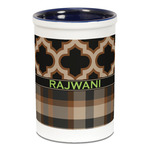 Moroccan & Plaid Ceramic Pencil Holders - Blue
