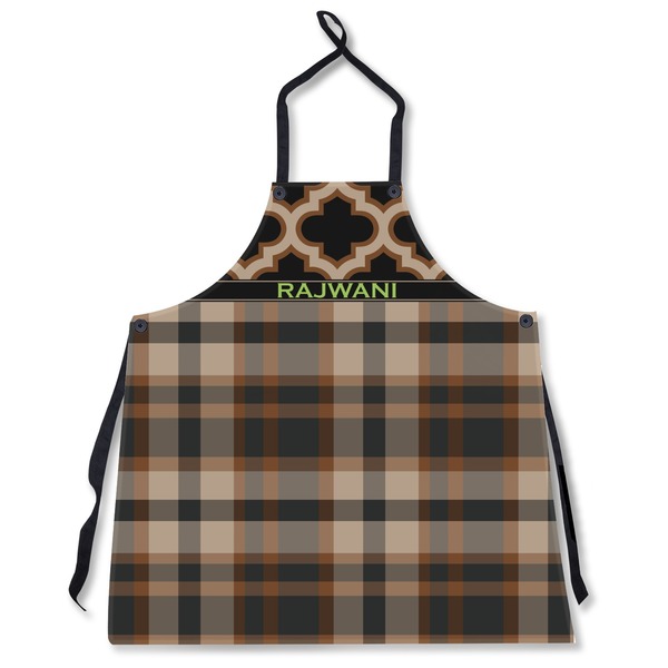 Custom Moroccan & Plaid Apron Without Pockets w/ Name or Text