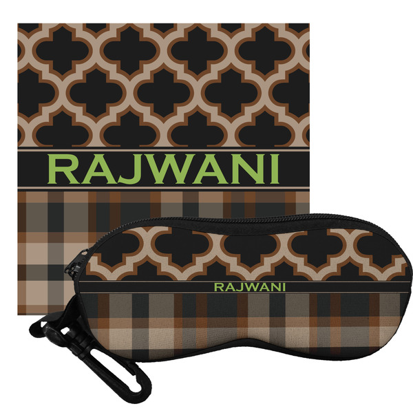 Custom Moroccan & Plaid Eyeglass Case & Cloth (Personalized)