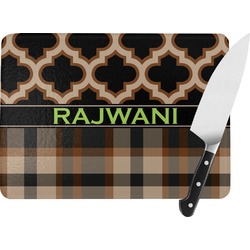 Moroccan & Plaid Rectangular Glass Cutting Board (Personalized)