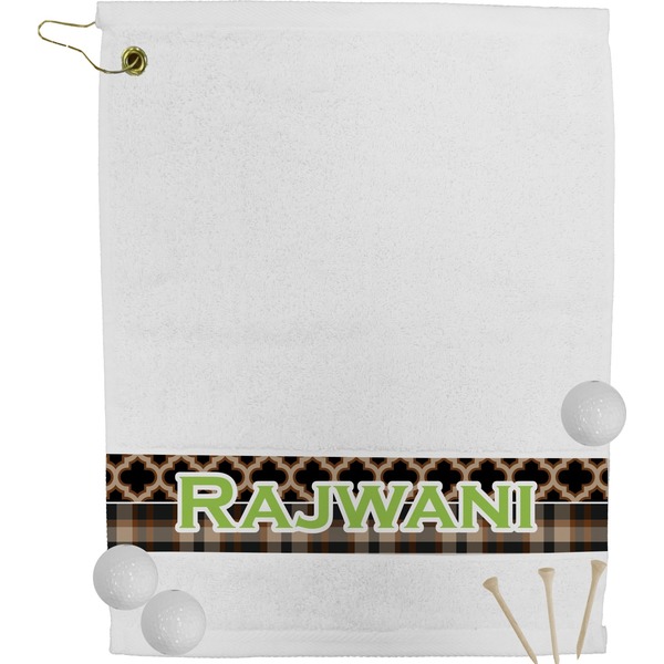 Custom Moroccan & Plaid Golf Bag Towel (Personalized)