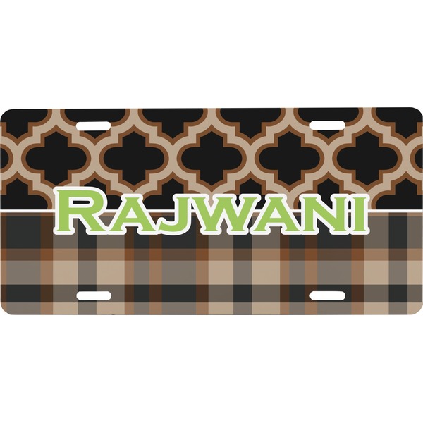Custom Moroccan & Plaid Front License Plate (Personalized)