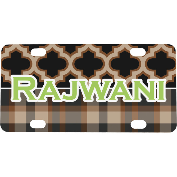 Custom Moroccan & Plaid Mini / Bicycle License Plate (4 Holes) (Personalized)