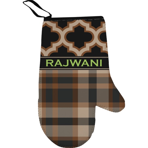 Custom Moroccan & Plaid Right Oven Mitt (Personalized)
