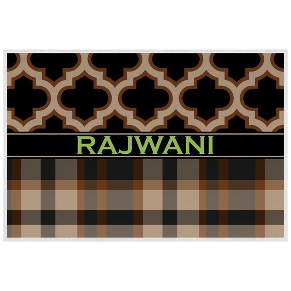 Custom Moroccan & Plaid Laminated Placemat w/ Name or Text