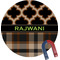Moroccan & Plaid Round Fridge Magnet (Personalized)