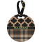 Moroccan & Plaid Plastic Luggage Tag - Round (Personalized)
