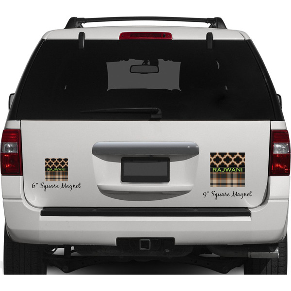 Moroccan & Plaid Personalized Square Car Magnets on Ford Explorer