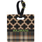 Moroccan & Plaid Plastic Luggage Tag - Square w/ Name or Text